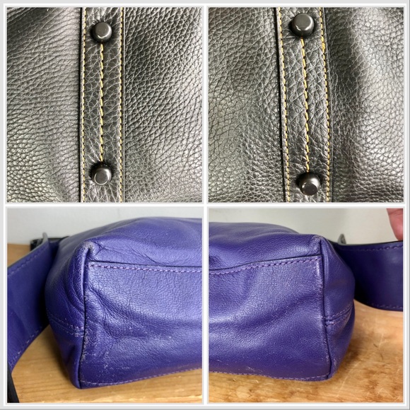 Coach 1941 Tooled Tea Rose Bandit Hobo 39 Bag Black/Purple - Picture 11 of 12